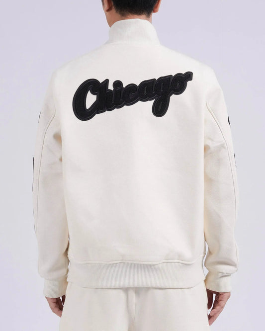 Pro Standard - Chicago White Sox Triple Tonal Varsity Jacket - Eggshell / Black - BLVD