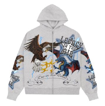 Roku - Men's Legend In The Air Zip Down Boxy Hoodie & Flare Sweatpants - Heather Grey ROKU STUDIO