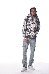 Gunzinii Lost Angels Tie-dye Crop Top Pullover Hoodie - Grey - BLVD