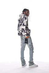 Gunzinii Lost Angels Tie-dye Crop Top Pullover Hoodie - Grey - BLVD
