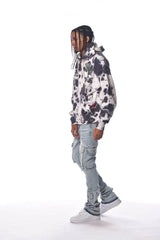 Gunzinii Lost Angels Tie-dye Crop Top Pullover Hoodie - Grey - BLVD