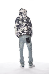 Gunzinii Lost Angels Tie-dye Crop Top Pullover Hoodie - Grey - BLVD