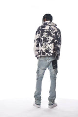 Gunzinii Lost Angels Tie-dye Crop Top Pullover Hoodie - Grey - BLVD