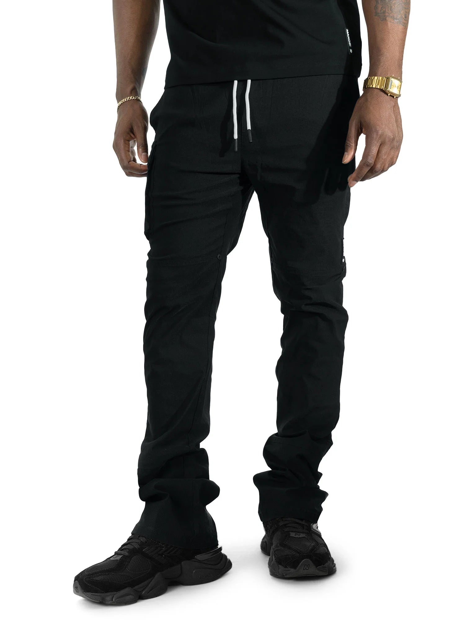 Makobi - Nylon Pants M1634 Adorni Stacked - Black