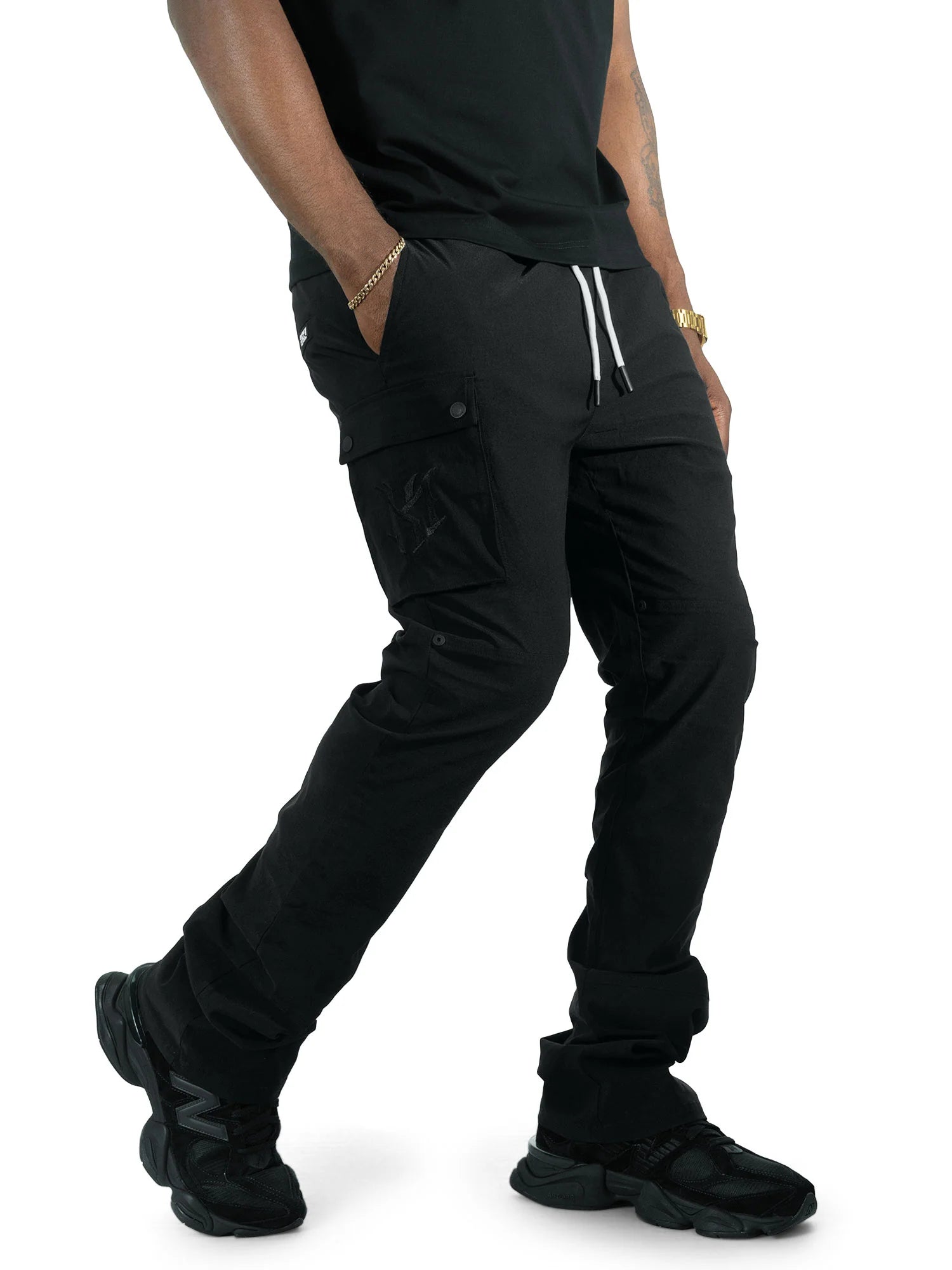 Makobi - Nylon Pants M1634 Adorni Stacked - Black