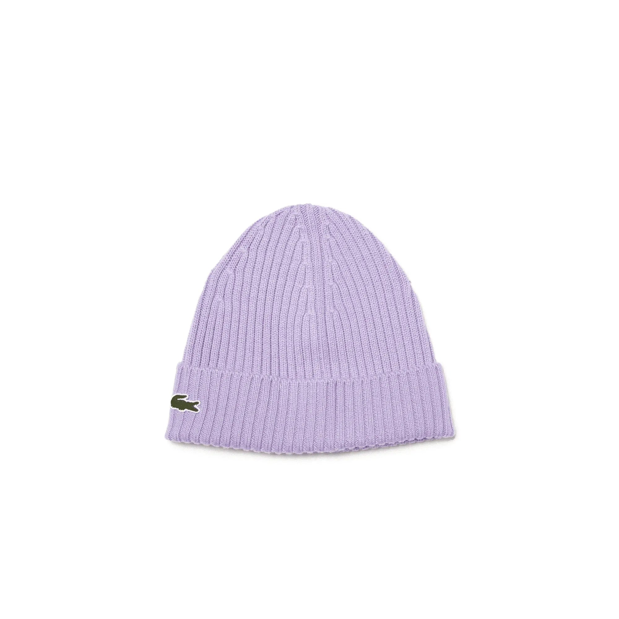 Lacoste Men's Ribbed Wool Beanie Purple GFU - BLVD