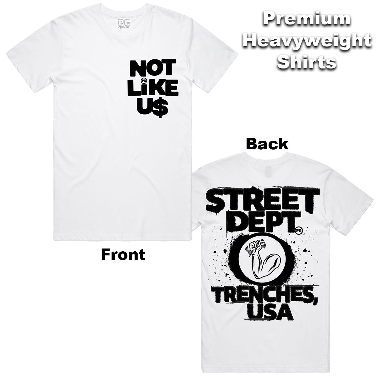 Pg Apparel Not Like Us T-Shirt - White / Black Planet Grapes