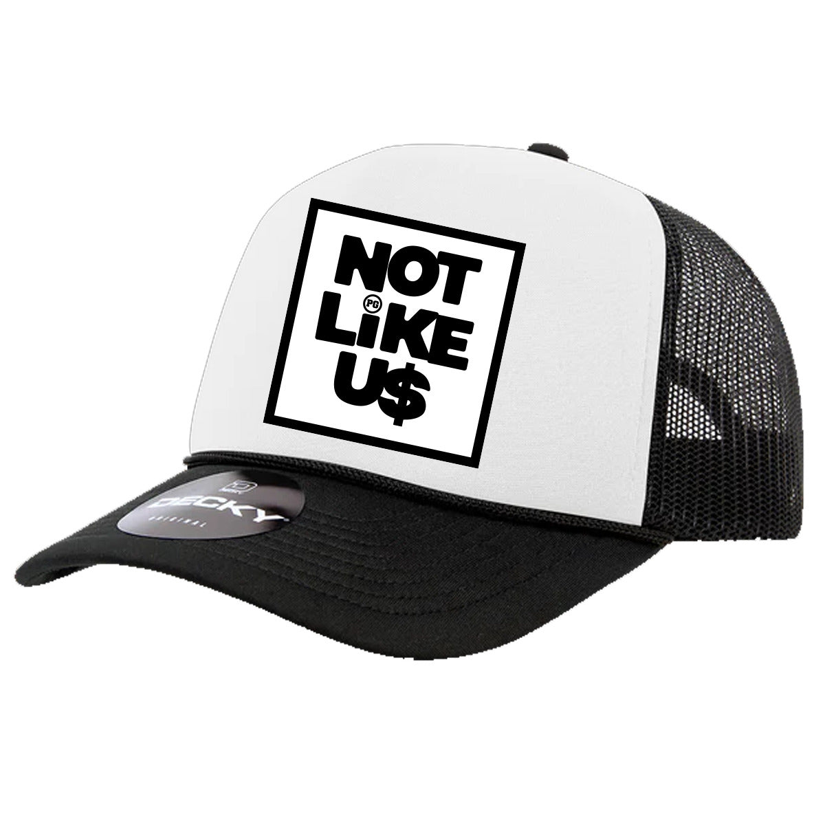 Pg Apparel Not Like Us Trucker Hat - White / Black Planet Grapes