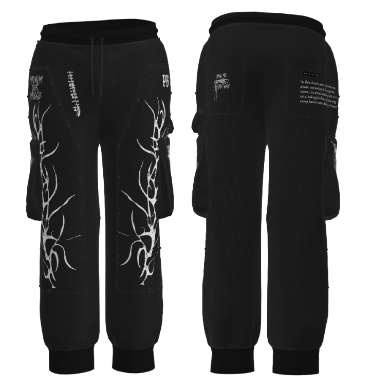 Point Blank - Night Ninja Hoodie & Cargo Sweatpants W Print And Stud - Set POINT BLANK