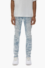 Purple Brand P001 Grunge Print - Light Indigo - P001-SGGT325 Purple Brand
