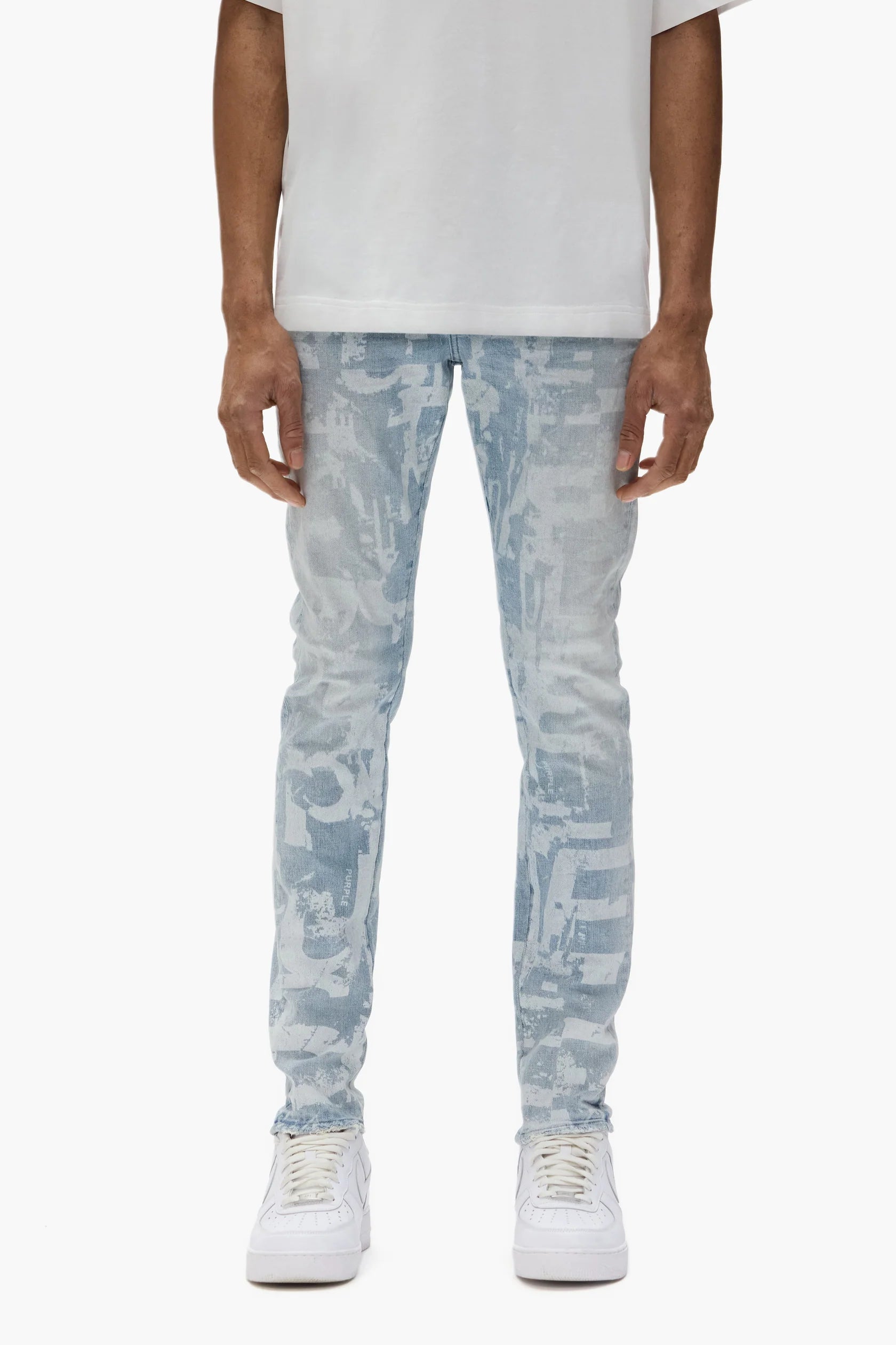Purple Brand P001 Grunge Print - Light Indigo - P001-SGGT325 Purple Brand