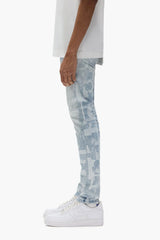 Purple Brand P001 Grunge Print - Light Indigo - P001-SGGT325 Purple Brand