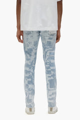 Purple Brand P001 Grunge Print - Light Indigo - P001-SGGT325 Purple Brand