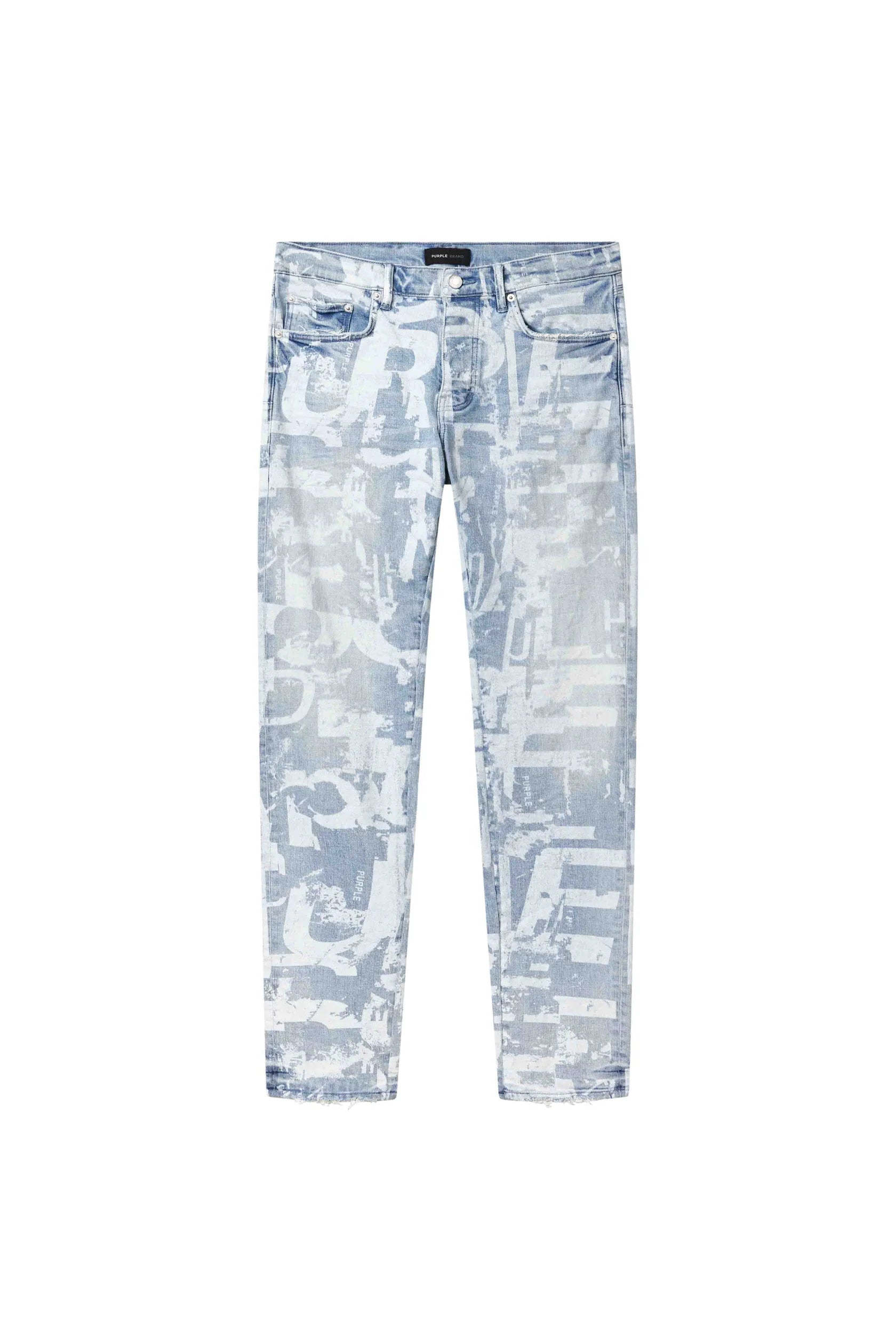 Purple Brand P001 Grunge Print - Light Indigo - P001-SGGT325 Purple Brand