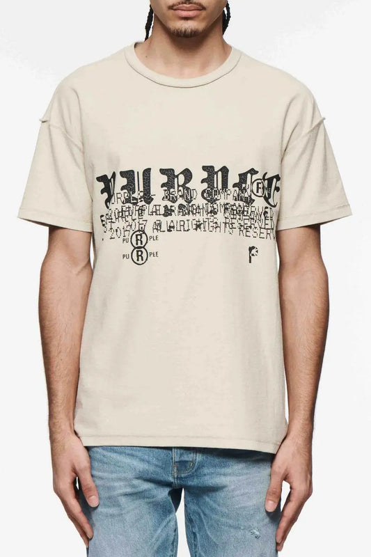Purple Brand Textured Inside Out Tee - Tan - P101-JCGS424 - BLVD