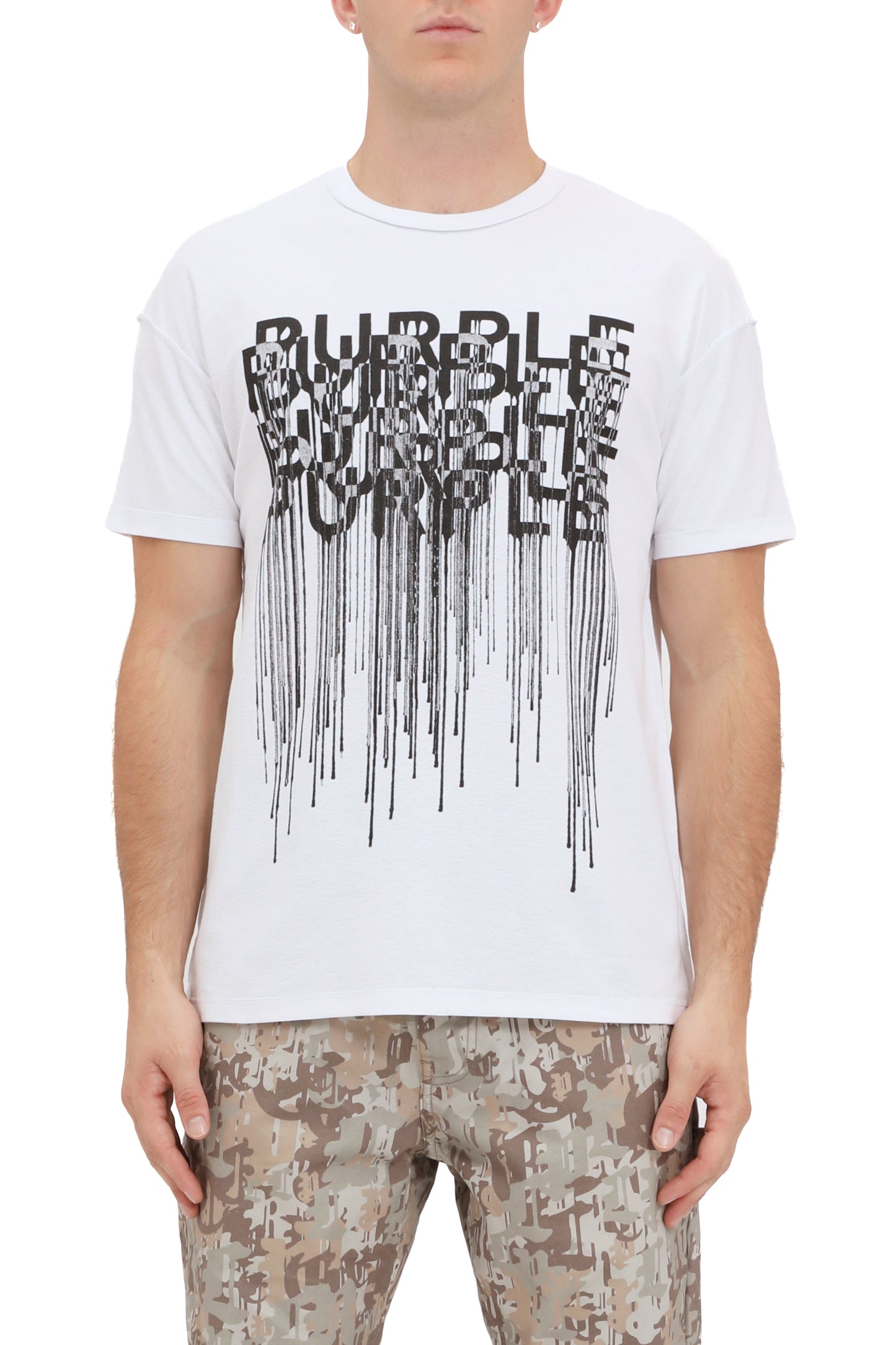 Purple Brand - Purple Print Inside Out Tee - White & Black - P101-TBWD325