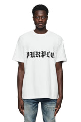 Purple Brand Gothic Wordmark Tee - White - P104-JGBW324 - BLVD
