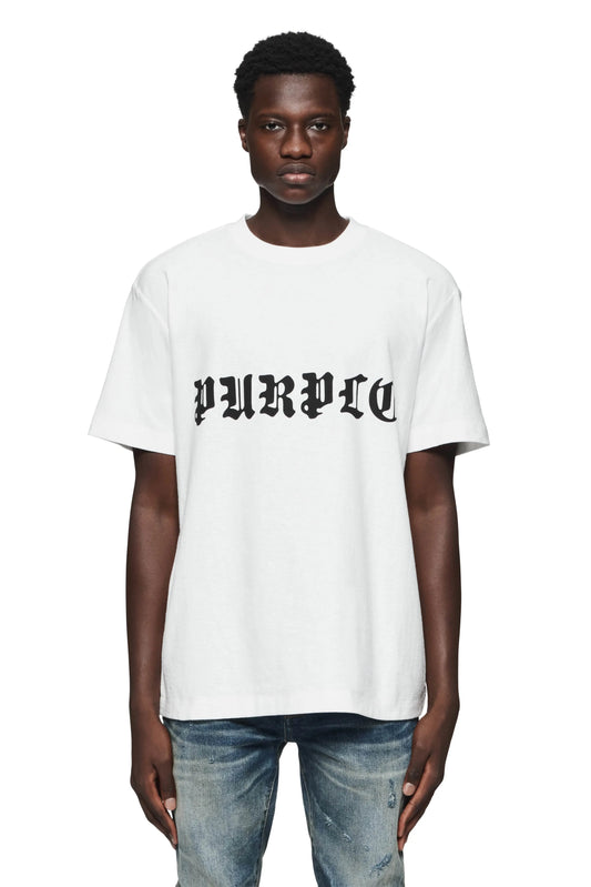 Purple Brand Gothic Wordmark Tee - White - P104-JGBW324 - BLVD