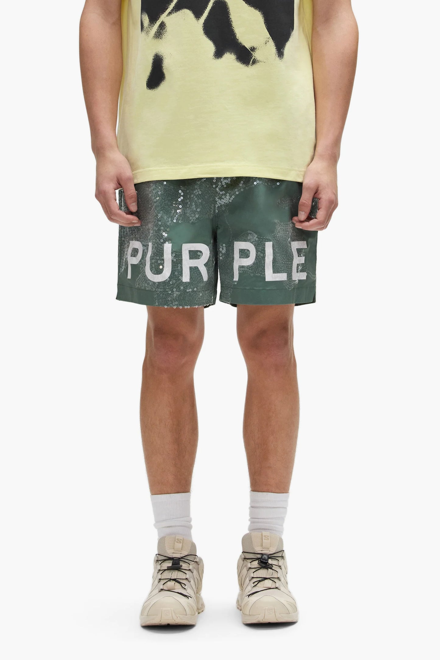 Purple Brand - Sequin Camouflage All Around Short - Green -  P504-PLSS226