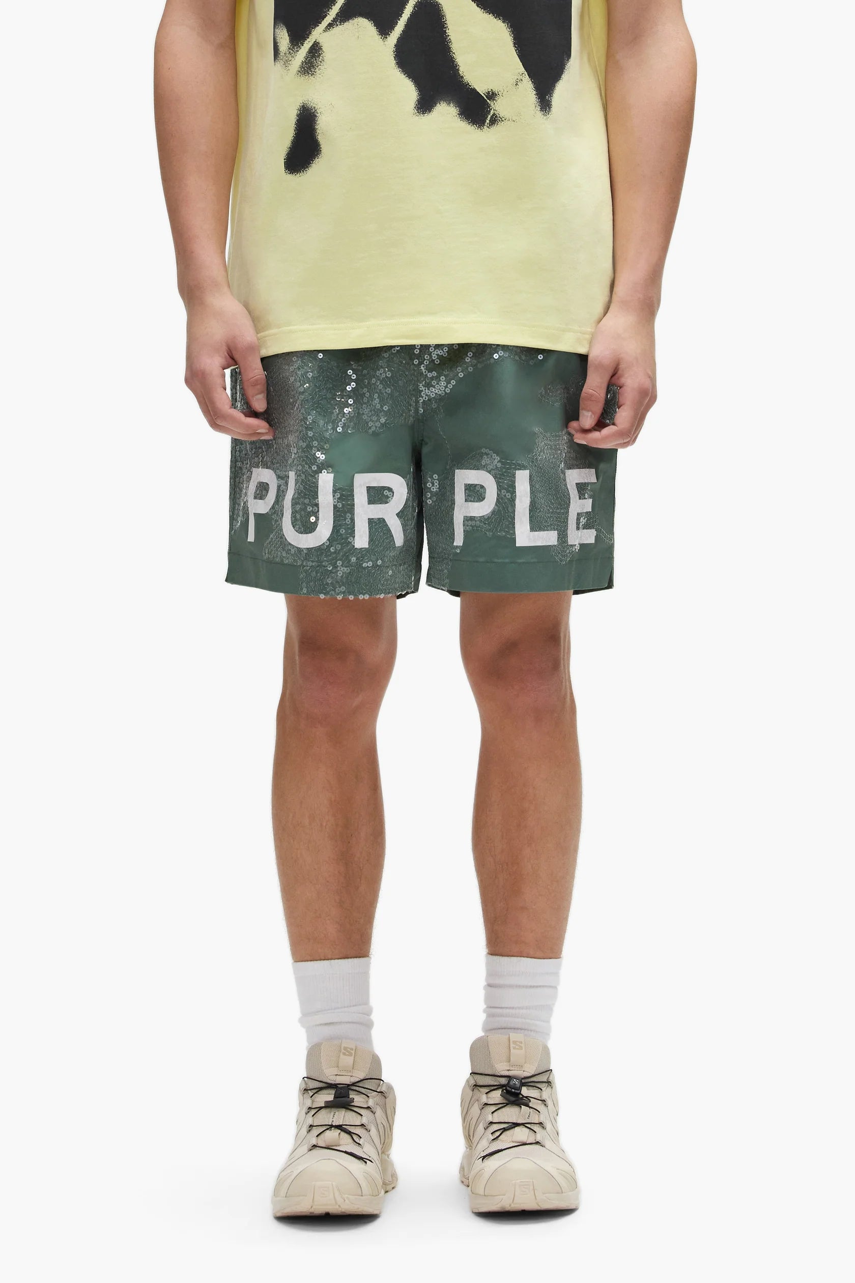 Purple Brand - Sequin Camouflage All Around Short - Green -  P504-PLSS226