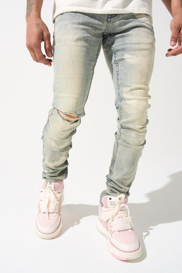 Serenede  "Peace" Jeans -  Vintage Earth Wash With Dove Print