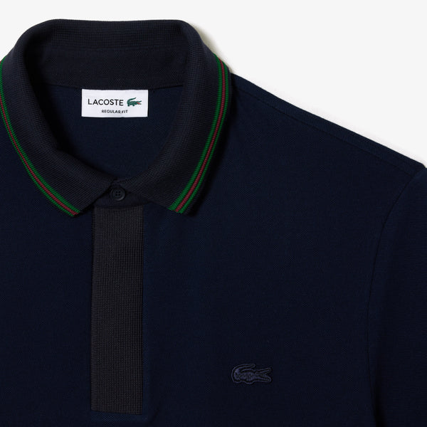 Lacoste Men's Regular Fit Contrast Neck Smart Paris Polo - Navy Blue