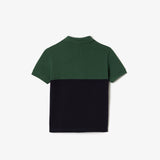 Lacoste Kids’ Organic Cotton Piqué Colorblock Polo  - Dark Green / Navy Blue