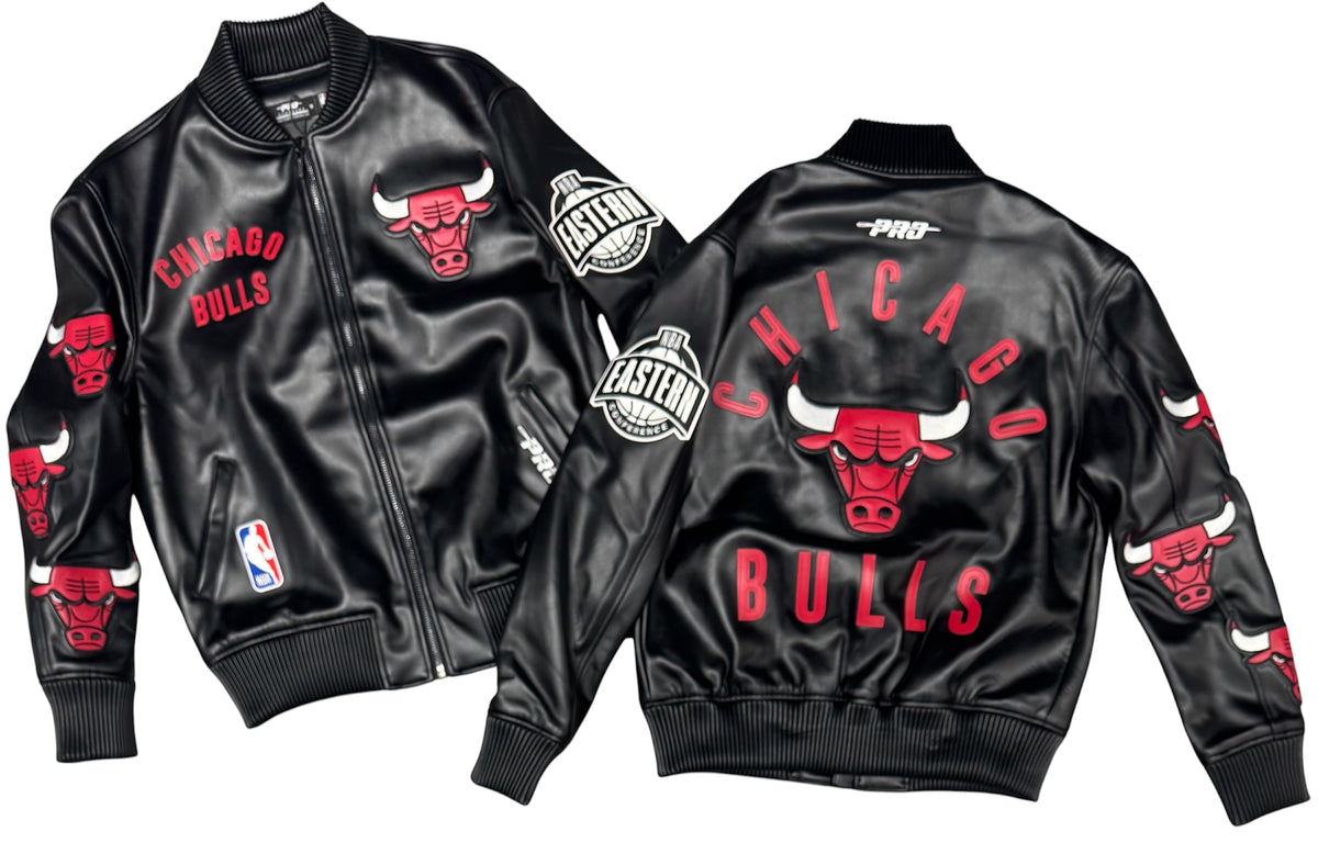 Pro Standard - Nba Chicago Bulls Men's Leather Varsity Jacket - Black Red