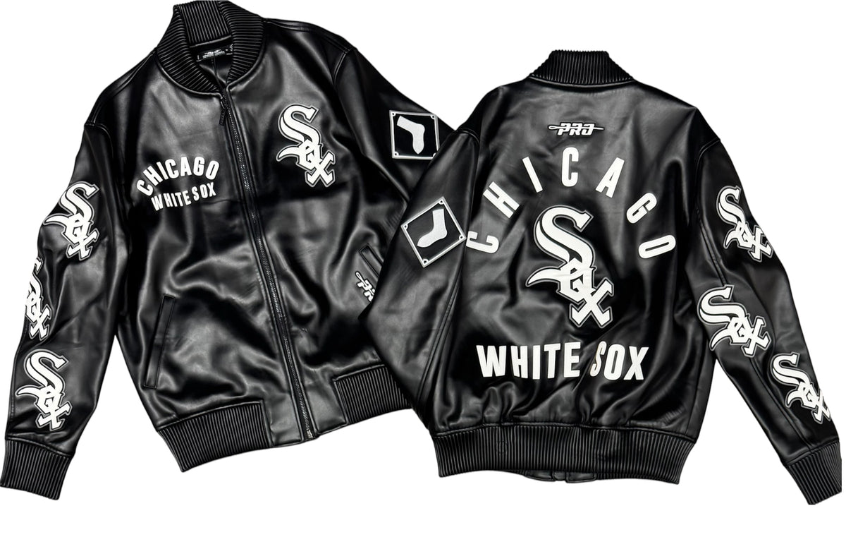 Pro Standard - Mlb Chicago White Sox Men's Leather Varsity Jacket - Black White