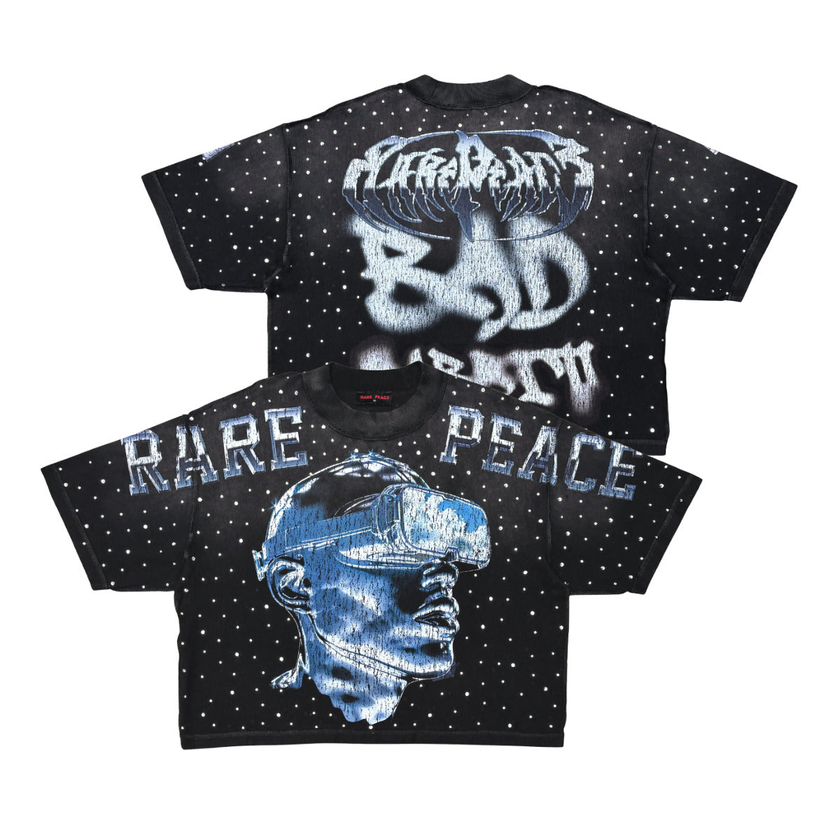 Rare Peace - Futuristic Tee W/ Rhinestone Details - Black