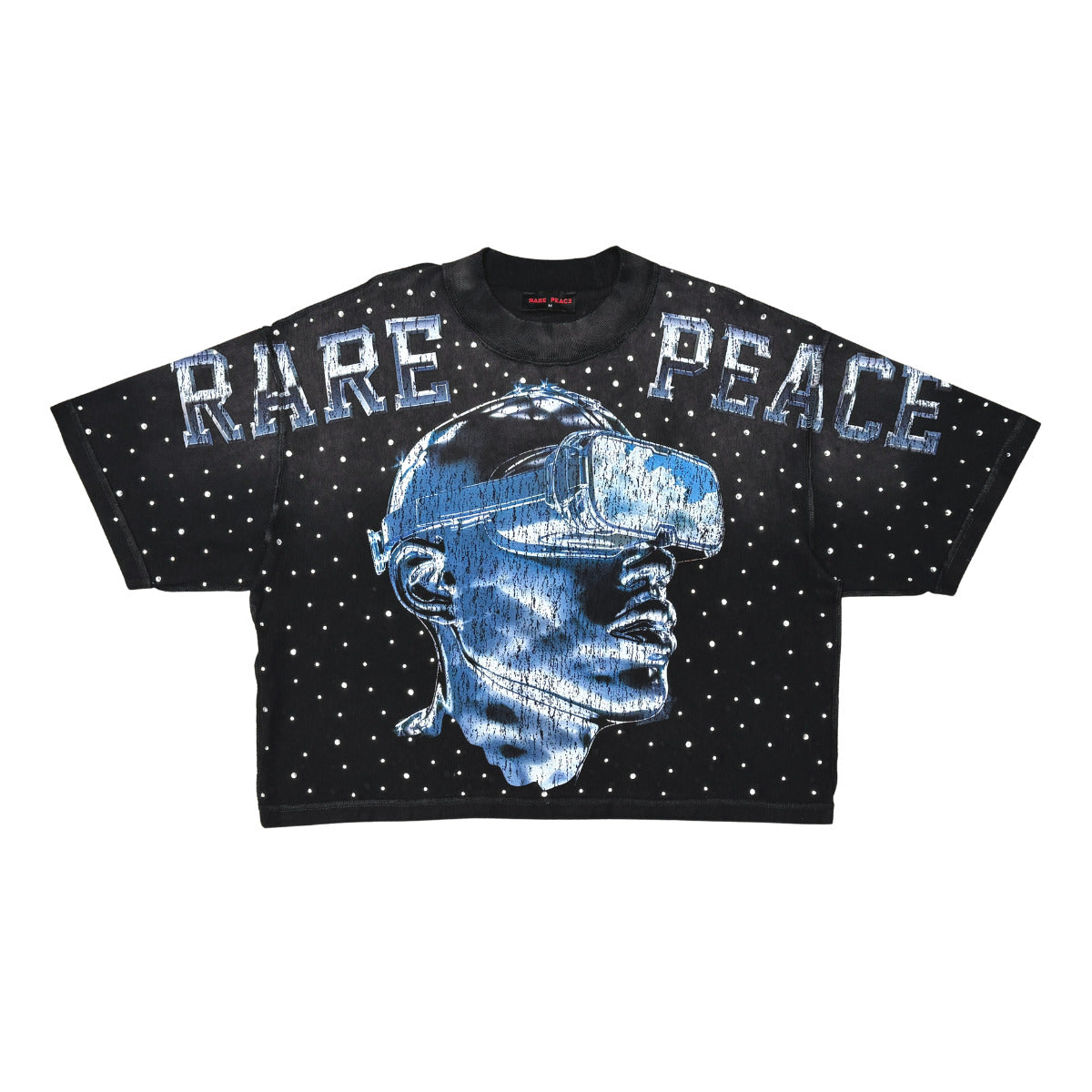 Rare Peace - Futuristic Tee W/ Rhinestone Details - Black