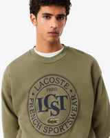 Lacoste Men's Loose Fit Graphic Print Sweatshirt - Khaki Green BMY - BLVD