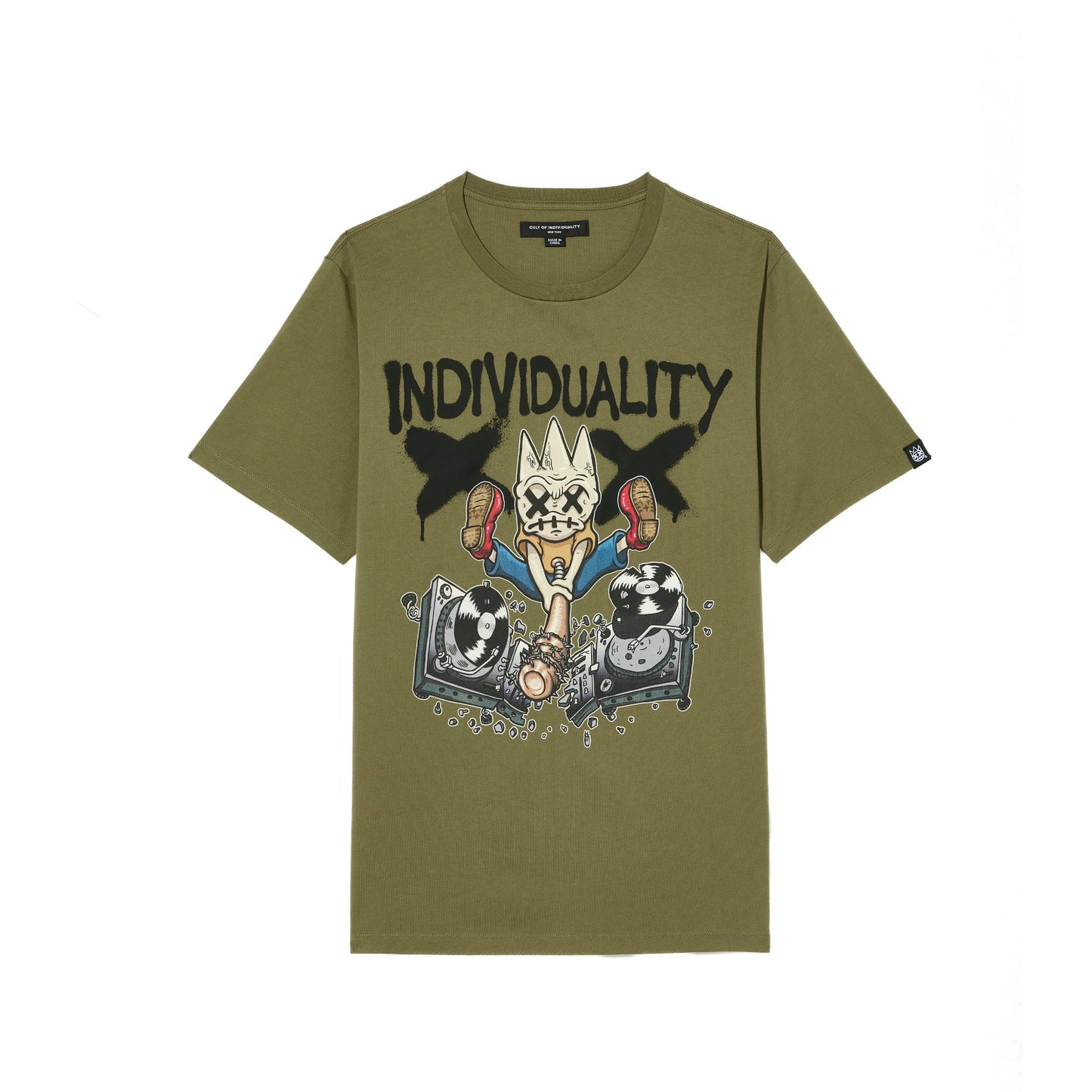 Cult Of Individuality - Crew Neck Tee - Turntables In Olive