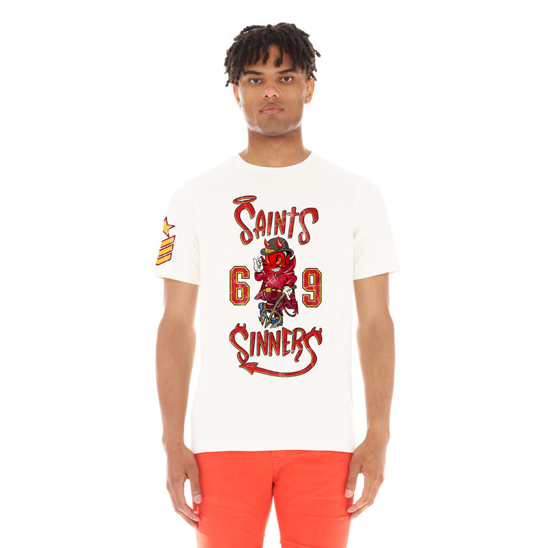 Cult Of Individuality Short Sleeve Crew Neck Tee Saints & Sinners - Winter White