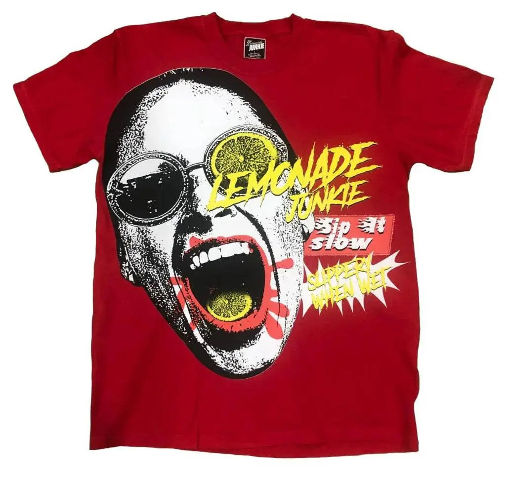 Lemonade Junkie Slippery When Wet Tee - Washed Bright Red - BLVD