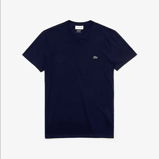 Men’s Lacoste Crewneck Pima Cotton Jersey T-shirt - Navy Blue 166 - BLVD