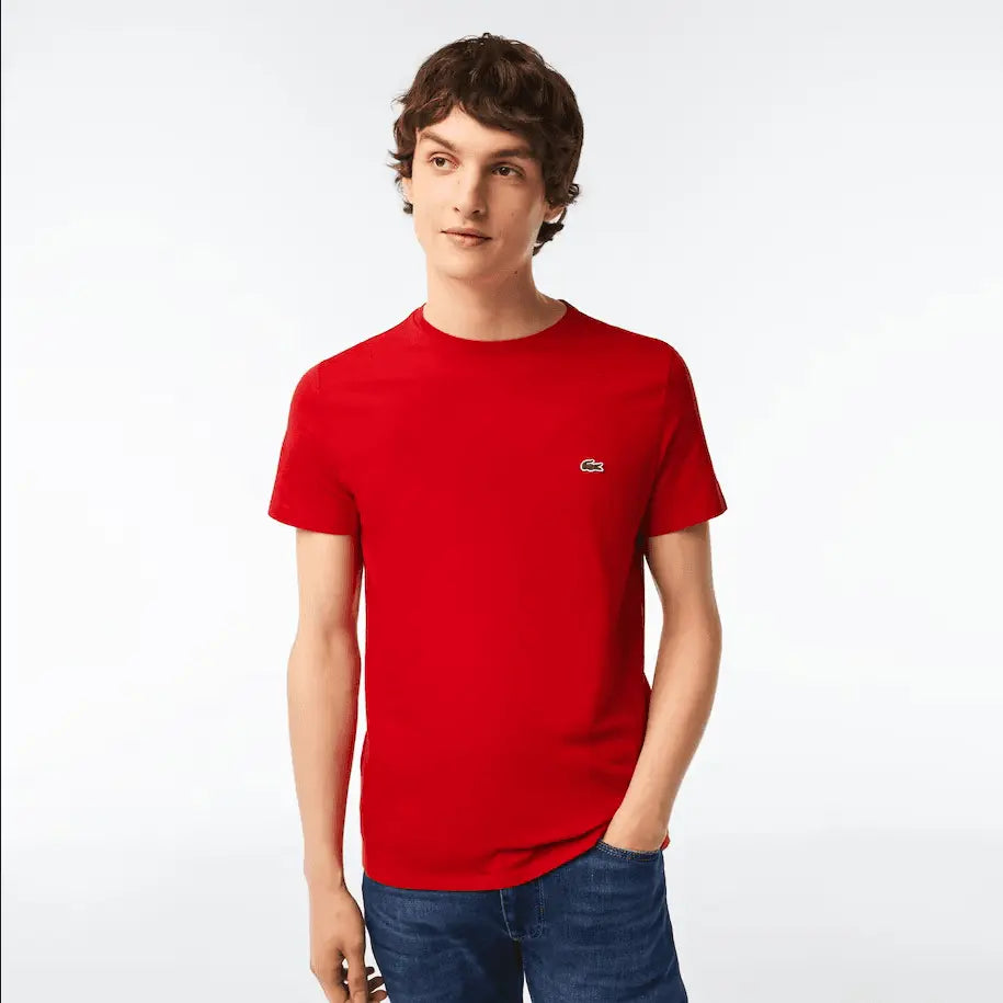Men’s Lacoste Crewneck Pima Cotton Jersey T-shirt - Red 240 - BLVD