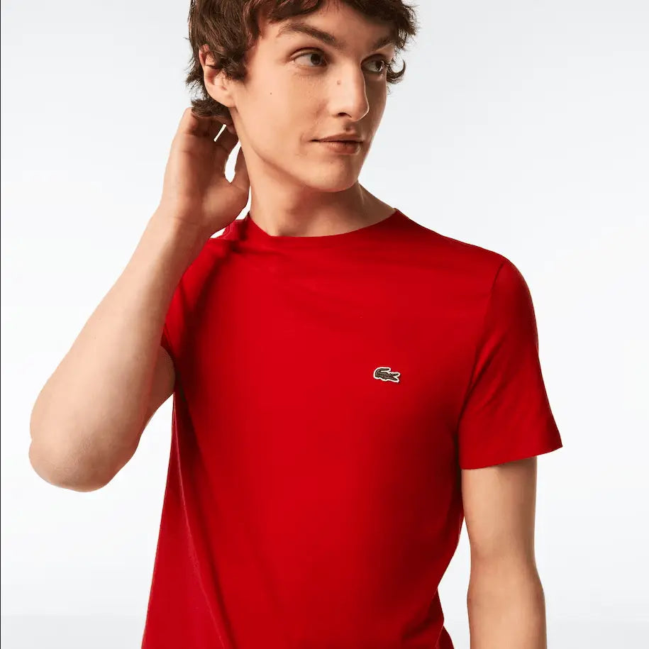 Men’s Lacoste Crewneck Pima Cotton Jersey T-shirt - Red 240 - BLVD