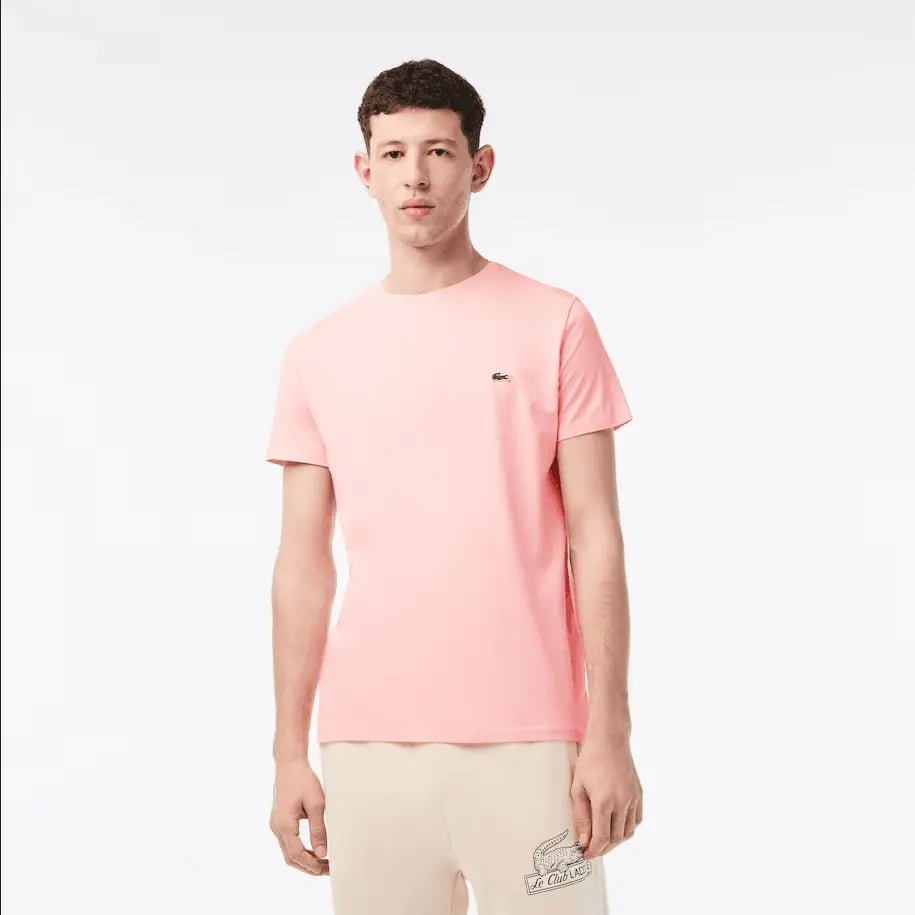 Men’s Lacoste Crewneck Pima Cotton Jersey T-shirt - Light Pink KF9 - BLVD