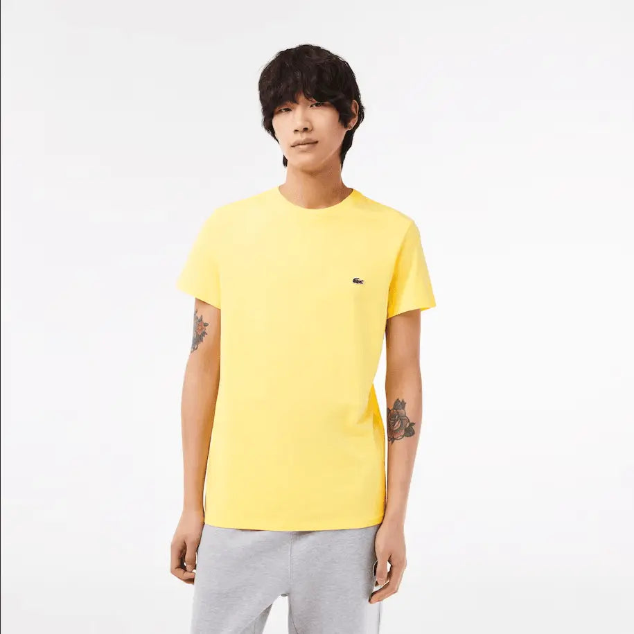 Men’s Lacoste Crewneck Pima Cotton Jersey T-shirt - Yellow 107 - BLVD
