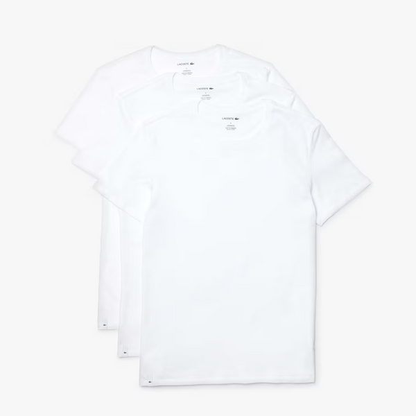 Lacoste Men's Crew Neck Cotton T-Shirt 3-Pack - White