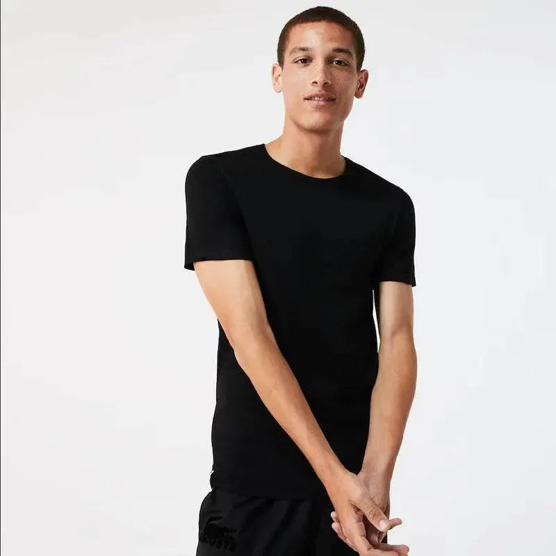 Lacoste Men's Crew Neck Cotton T-Shirt 3-Pack - Black - BLVD