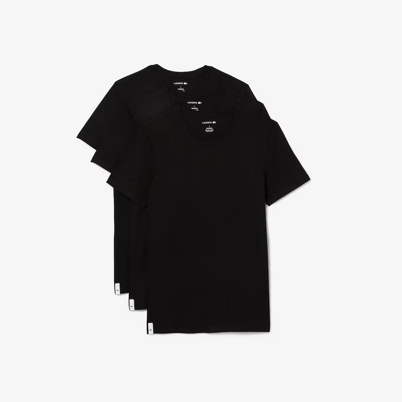 Lacoste Men's Crew Neck Cotton T-Shirt 3-Pack - Black