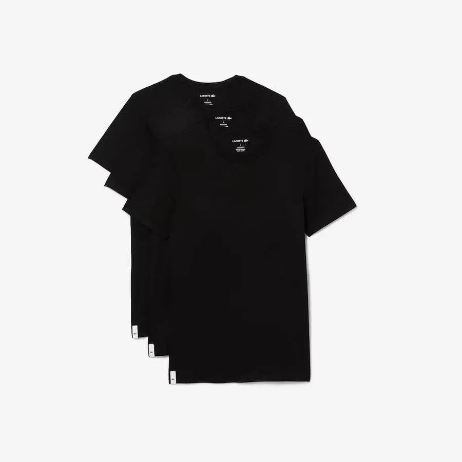Lacoste Men's Crew Neck Cotton T-Shirt 3-Pack - Black - BLVD