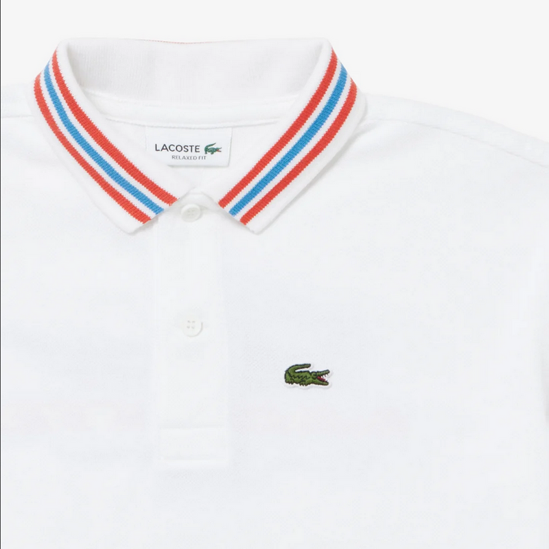 Lacoste Kids' Contrast Collar Branded Polo - White