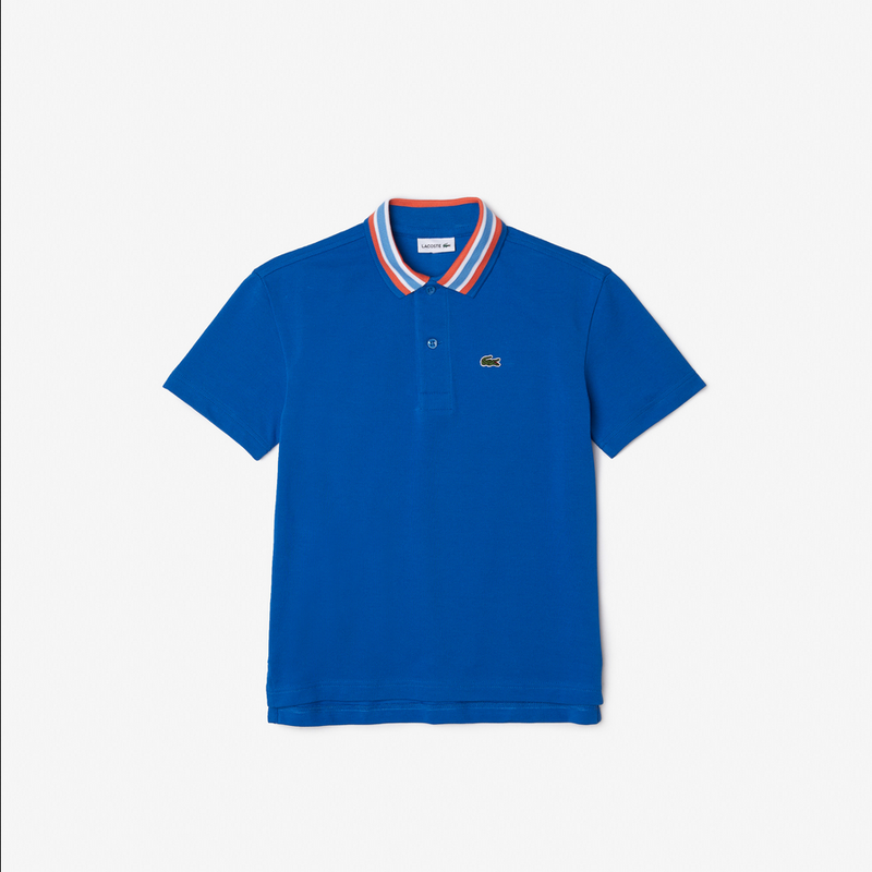 Lacoste Kids' Contrast Collar Branded Polo - Blue