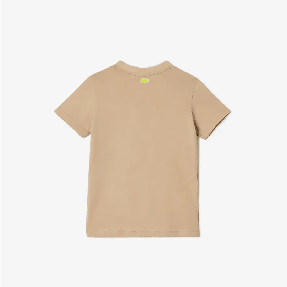 Lacoste Kids’ Cotton Jersey T-Shirt with Contrast Marking - Beige / Yellow 8zb - BLVD