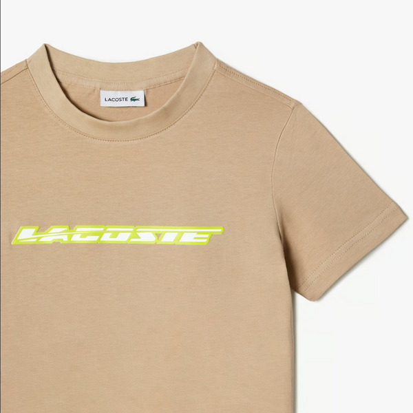 Lacoste Kids’ Cotton Jersey T-Shirt with Contrast Marking - Beige / Yellow 8zb