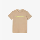 Lacoste Kids’ Cotton Jersey T-Shirt with Contrast Marking - Beige / Yellow 8zb - BLVD