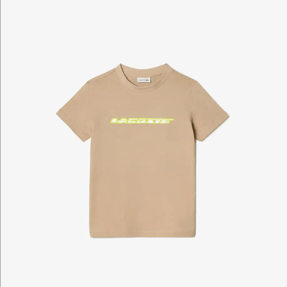 Lacoste Kids’ Cotton Jersey T-Shirt with Contrast Marking - Beige / Yellow 8zb - BLVD